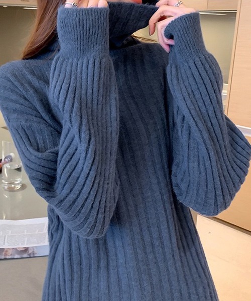 Chaco closet（チャコ クローゼット）の「タートルネックボリュームスリーブリブニットプルオーバー（ニット/セーター・レディース・ブラック/ブルー/ブラウン/ホワイト・FREE）」の19枚目の写真