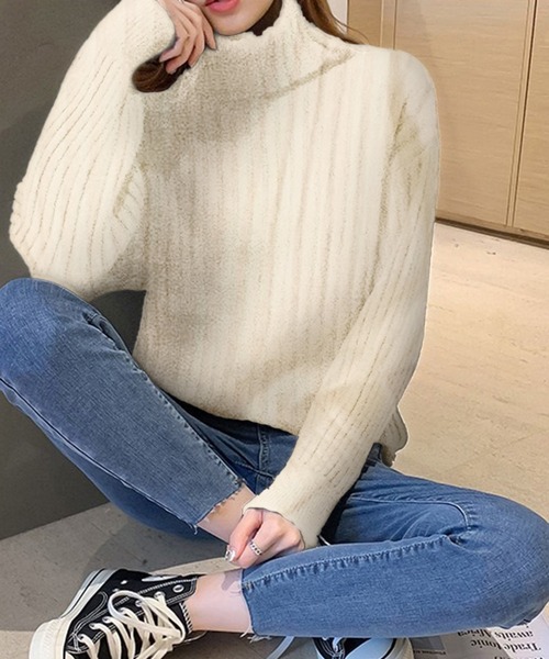 Chaco closet（チャコ クローゼット）の「タートルネックボリュームスリーブリブニットプルオーバー（ニット/セーター・レディース・ブラック/ブルー/ブラウン/ホワイト・FREE）」の21枚目の写真