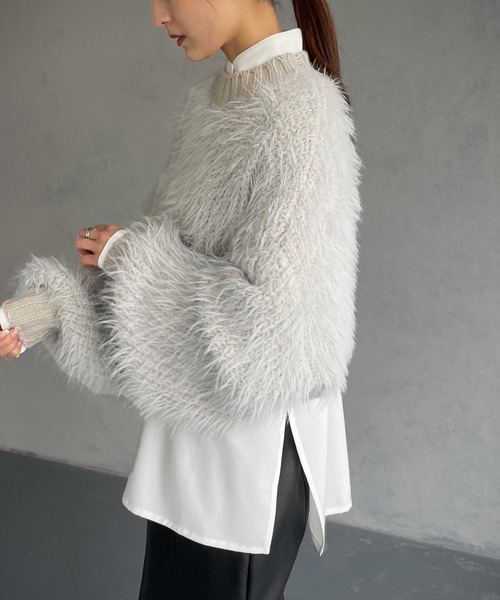 &g'aime（アンジェム）の「【&g’aime】シャギーボリュームニット（ニット/セーター・レディース・チャコールグレー/グレー/グレイッシュベージュ・FREE）」の11枚目の写真