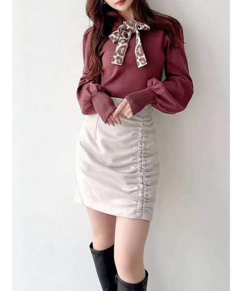 RESEXXY（リゼクシー）の「ギャザーポイントミニスカート（スカート・レディース・ブラック/アイボリー/その他1/マスタード・FREE）」の2枚目の写真