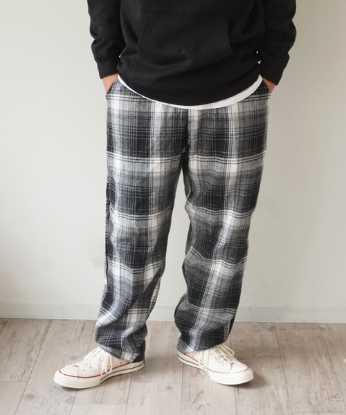 RiNc （リンク）の「【 GGD 】 チェック ワイド テーパードパンツ（その他パンツ・メンズ・ブラック系その他/ブラウン系その他2/グレー系その他/ブラウン系その他・FREE）」の2枚目の写真