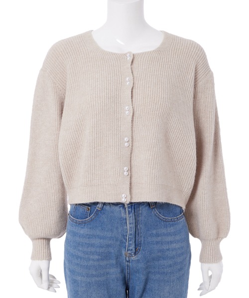 Edit Sheen（エディットシーン）の「ダブルパールボタンボリュームニットカーデ（カーディガン/ボレロ・レディース・ホワイト/ベージュ/ブルー系その他5/レッド・M）」の10枚目の写真