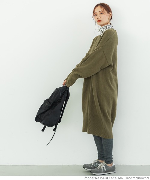 coca(coca)(コカ)の「Vネックニットワンピース(ワンピース・レディース・ネイビー/ブラウン・M/L)」の6枚目の写真