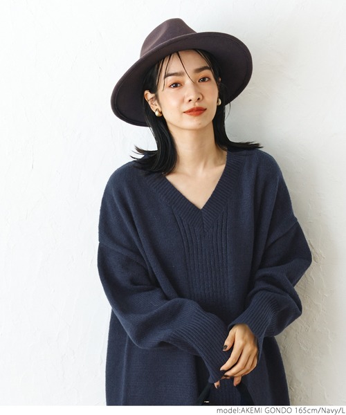 coca(coca)(コカ)の「Vネックニットワンピース(ワンピース・レディース・ネイビー/ブラウン・M/L)」の11枚目の写真