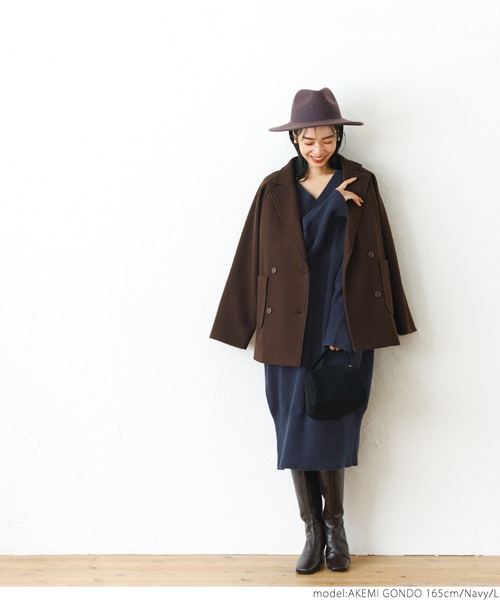 coca(coca)(コカ)の「Vネックニットワンピース(ワンピース・レディース・ネイビー/ブラウン・M/L)」の13枚目の写真