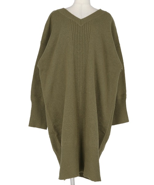 coca(coca)(コカ)の「Vネックニットワンピース(ワンピース・レディース・ネイビー/ブラウン・M/L)」の14枚目の写真