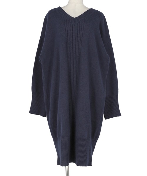 coca(coca)(コカ)の「Vネックニットワンピース(ワンピース・レディース・ネイビー/ブラウン・M/L)」の15枚目の写真