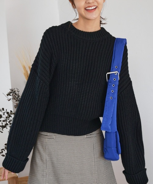 FREE'S MART（フリーズマート）の「◆ショート丈クルーネック畦ニット（ニット/セーター・レディース・イエロー/ホワイト/ブラック・FREE）」の15枚目の写真