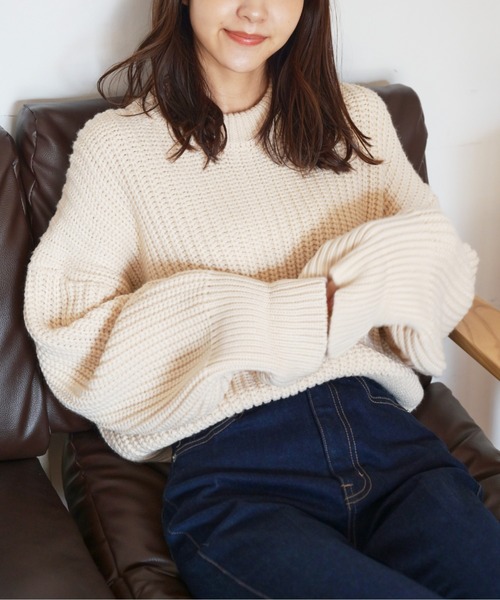 FREE'S MART（フリーズマート）の「◆ショート丈クルーネック畦ニット（ニット/セーター・レディース・イエロー/ホワイト/ブラック・FREE）」の16枚目の写真