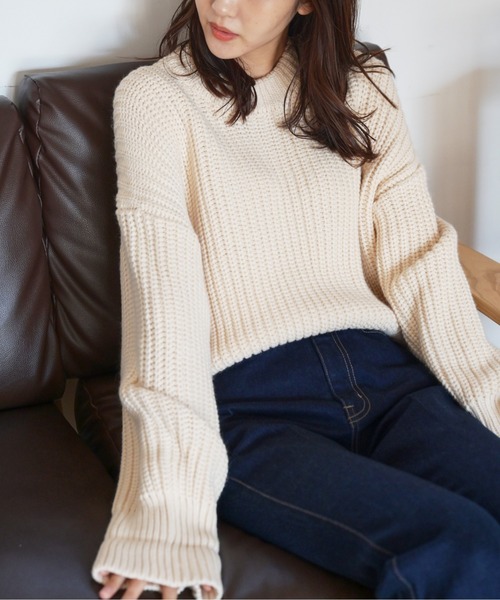 FREE'S MART（フリーズマート）の「◆ショート丈クルーネック畦ニット（ニット/セーター・レディース・イエロー/ホワイト/ブラック・FREE）」の22枚目の写真