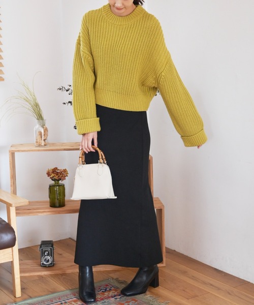 FREE'S MART（フリーズマート）の「◆ショート丈クルーネック畦ニット（ニット/セーター・レディース・イエロー/ホワイト/ブラック・FREE）」の8枚目の写真