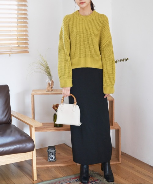 FREE'S MART（フリーズマート）の「◆ショート丈クルーネック畦ニット（ニット/セーター・レディース・イエロー/ホワイト/ブラック・FREE）」の17枚目の写真