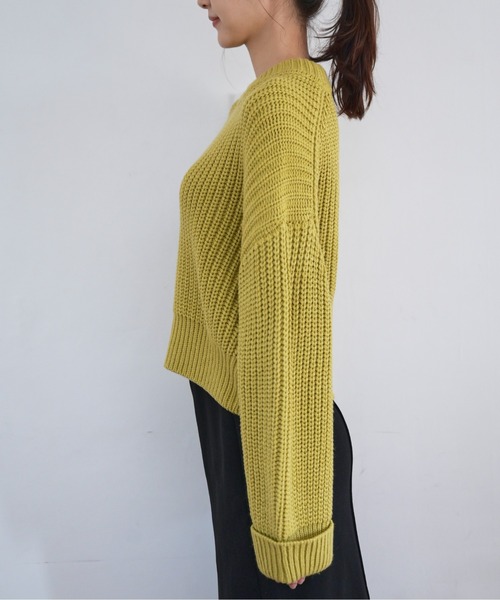 FREE'S MART（フリーズマート）の「◆ショート丈クルーネック畦ニット（ニット/セーター・レディース・イエロー/ホワイト/ブラック・FREE）」の21枚目の写真
