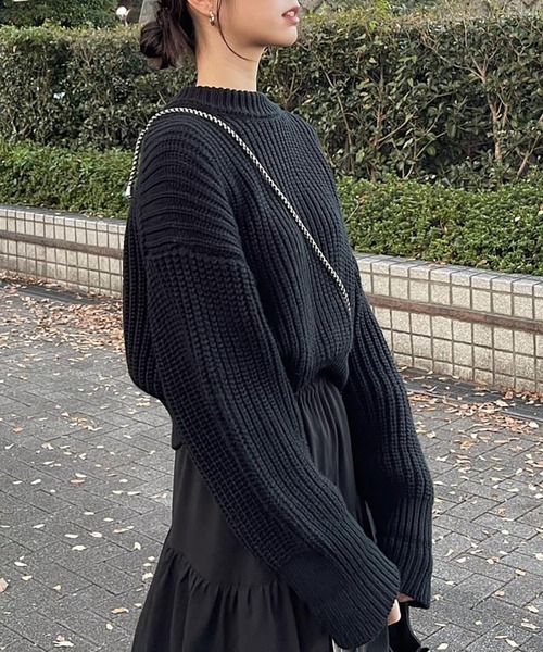 FREE'S MART（フリーズマート）の「◆ショート丈クルーネック畦ニット（ニット/セーター・レディース・イエロー/ホワイト/ブラック・FREE）」の5枚目の写真