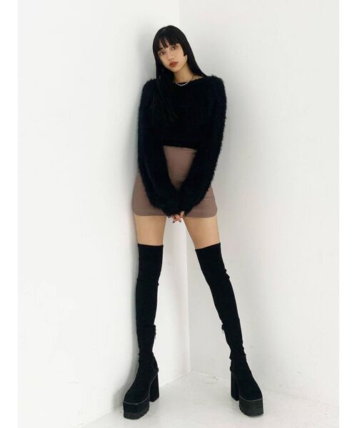 EMODA（エモダ）の「ストレッチカーブハイウエストスカート（スカート・レディース・ブラック/ベージュ/グリーン・FREE）」の19枚目の写真