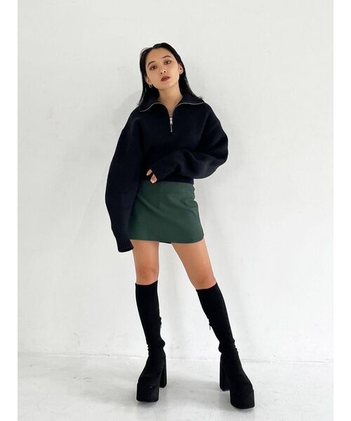 EMODA（エモダ）の「ストレッチカーブハイウエストスカート（スカート・レディース・ブラック/ベージュ/グリーン・FREE）」の9枚目の写真