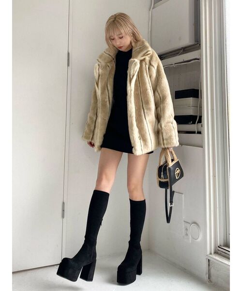 EMODA（エモダ）の「ストレッチカーブハイウエストスカート（スカート・レディース・ブラック/ベージュ/グリーン・FREE）」の20枚目の写真