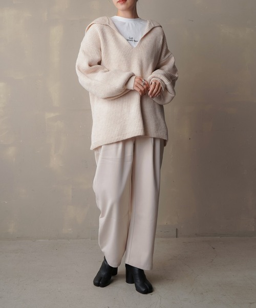 Lull（ルル）の「【Lull / ルル】タックストレートパンツ（スラックス・レディース・アイボリー/ブラウン/グレイッシュベージュ/ブラック・ONESIZE）」の18枚目の写真