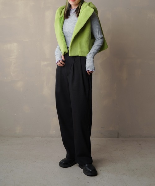 Lull（ルル）の「【Lull / ルル】タックストレートパンツ（スラックス・レディース・アイボリー/ブラウン/グレイッシュベージュ/ブラック・ONESIZE）」の15枚目の写真