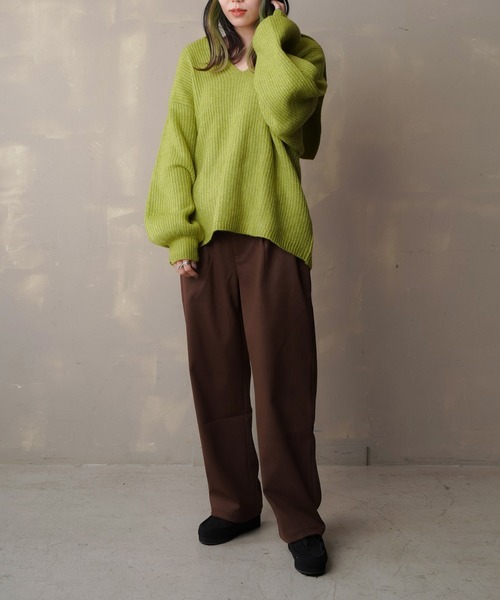 Lull（ルル）の「【Lull / ルル】タックストレートパンツ（スラックス・レディース・アイボリー/ブラウン/グレイッシュベージュ/ブラック・ONESIZE）」の20枚目の写真