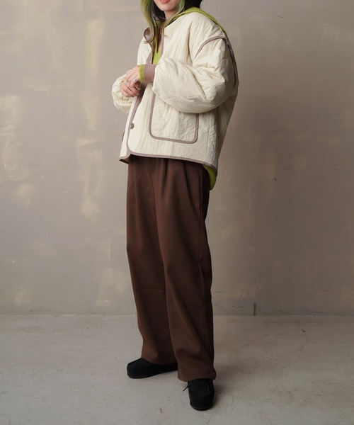 Lull（ルル）の「【Lull / ルル】タックストレートパンツ（スラックス・レディース・アイボリー/ブラウン/グレイッシュベージュ/ブラック・ONESIZE）」の22枚目の写真