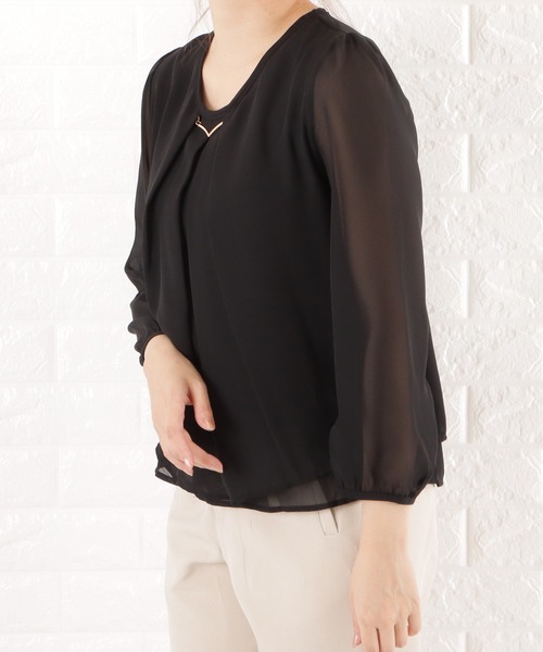Lace Ladies(レースレディース)の「バーアクセ付きシフォンブラウス(シャツ/ブラウス・レディース・ベージュ/ホワイト/ネイビー/ブラック・L/S/M/XL)」の15枚目の写真