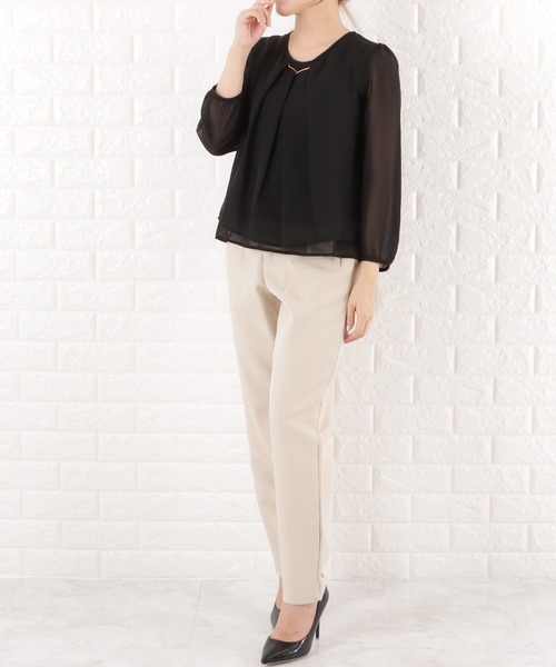 Lace Ladies(レースレディース)の「バーアクセ付きシフォンブラウス(シャツ/ブラウス・レディース・ベージュ/ホワイト/ネイビー/ブラック・L/S/M/XL)」の18枚目の写真