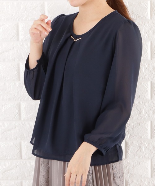 Lace Ladies(レースレディース)の「バーアクセ付きシフォンブラウス(シャツ/ブラウス・レディース・ベージュ/ホワイト/ネイビー/ブラック・L/S/M/XL)」の19枚目の写真