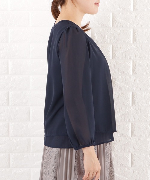 Lace Ladies(レースレディース)の「バーアクセ付きシフォンブラウス(シャツ/ブラウス・レディース・ベージュ/ホワイト/ネイビー/ブラック・L/S/M/XL)」の21枚目の写真