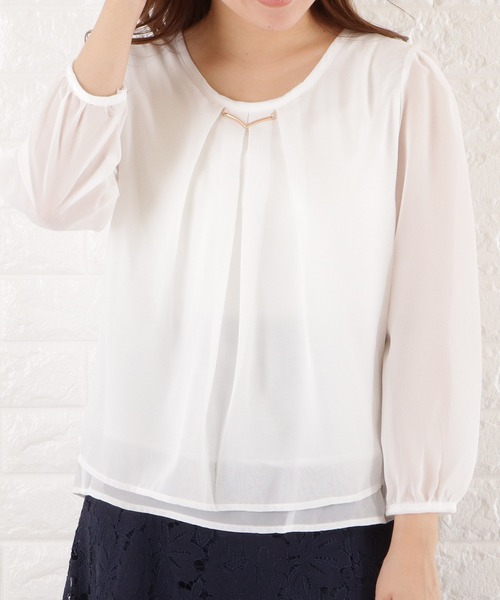Lace Ladies(レースレディース)の「バーアクセ付きシフォンブラウス(シャツ/ブラウス・レディース・ベージュ/ホワイト/ネイビー/ブラック・L/S/M/XL)」の7枚目の写真