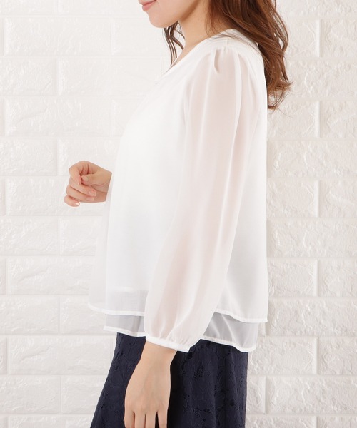 Lace Ladies(レースレディース)の「バーアクセ付きシフォンブラウス(シャツ/ブラウス・レディース・ベージュ/ホワイト/ネイビー/ブラック・L/S/M/XL)」の9枚目の写真
