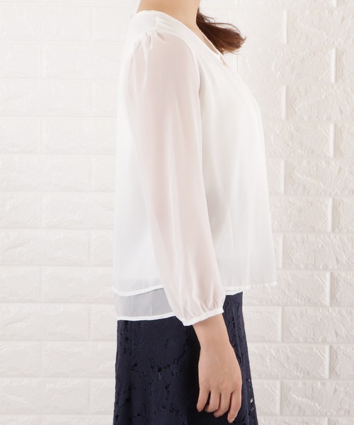 Lace Ladies(レースレディース)の「バーアクセ付きシフォンブラウス(シャツ/ブラウス・レディース・ベージュ/ホワイト/ネイビー/ブラック・L/S/M/XL)」の10枚目の写真