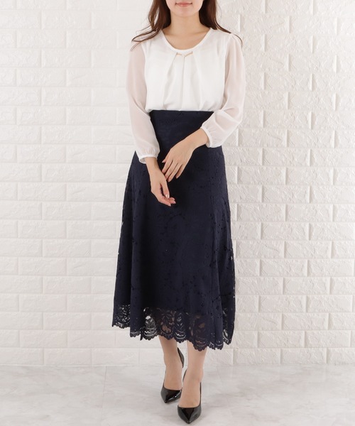 Lace Ladies(レースレディース)の「バーアクセ付きシフォンブラウス(シャツ/ブラウス・レディース・ベージュ/ホワイト/ネイビー/ブラック・L/S/M/XL)」の12枚目の写真