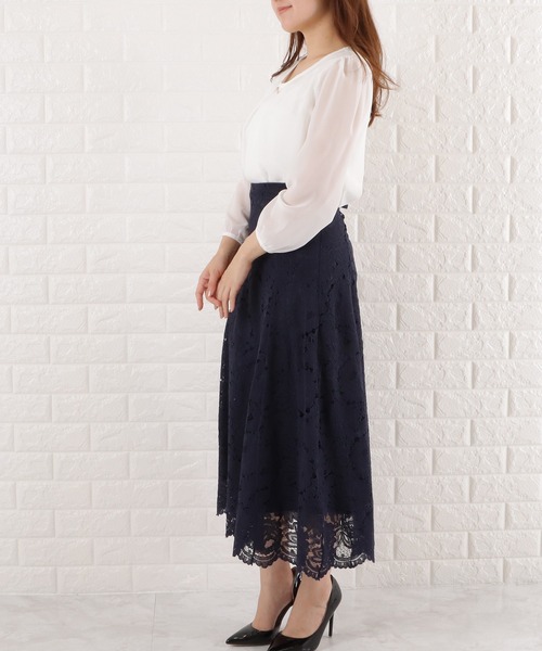 Lace Ladies(レースレディース)の「バーアクセ付きシフォンブラウス(シャツ/ブラウス・レディース・ベージュ/ホワイト/ネイビー/ブラック・L/S/M/XL)」の13枚目の写真