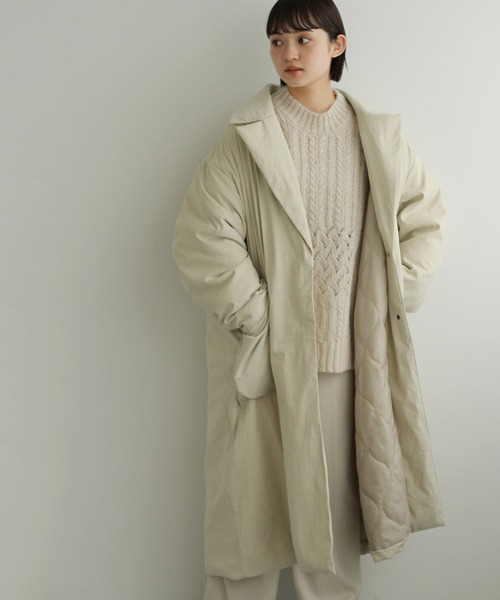 Crisp(クリスプ)の「パディングチェスターコート(チェスターコート・レディース・カーキ/ベージュ・FREE)」の2枚目の写真