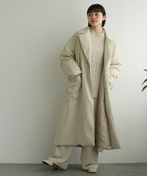Crisp(クリスプ)の「パディングチェスターコート(チェスターコート・レディース・カーキ/ベージュ・FREE)」の12枚目の写真