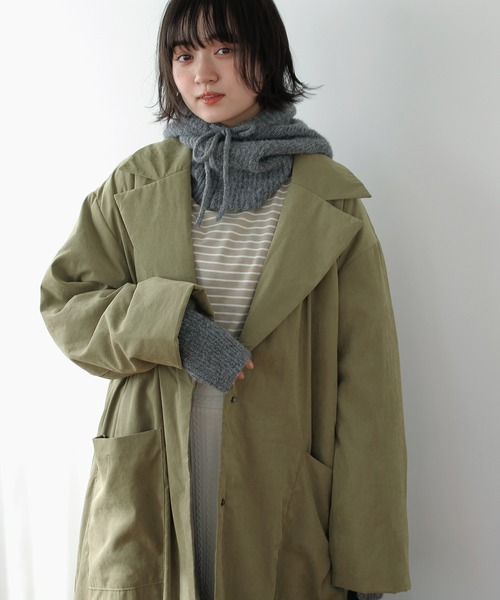 Crisp(クリスプ)の「パディングチェスターコート(チェスターコート・レディース・カーキ/ベージュ・FREE)」の4枚目の写真