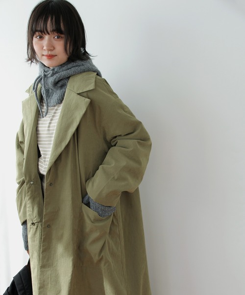 Crisp(クリスプ)の「パディングチェスターコート(チェスターコート・レディース・カーキ/ベージュ・FREE)」の6枚目の写真