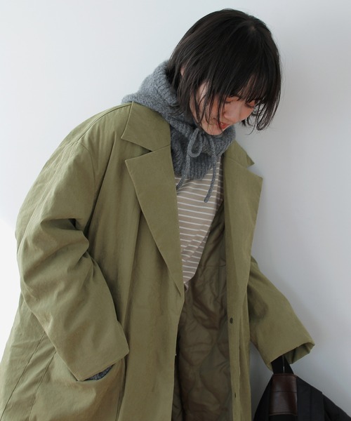 Crisp(クリスプ)の「パディングチェスターコート(チェスターコート・レディース・カーキ/ベージュ・FREE)」の7枚目の写真