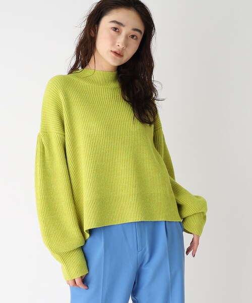 OPAQUE.CLIP（オペークドットクリップ）の「◆【COFIL／コフィル】ミドルゲージ ボリュームスリーブニット（ニット/セーター・レディース・ブルー/ベージュ/レモンイエロー/黄緑系8/オレンジ/オフホワイト/パープル系4/ブラック系7・36/38/40）」の4枚目の写真