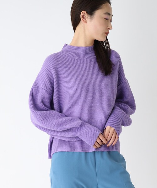 OPAQUE.CLIP（オペークドットクリップ）の「◆【COFIL／コフィル】ミドルゲージ ボリュームスリーブニット（ニット/セーター・レディース・ブルー/ベージュ/レモンイエロー/黄緑系8/オレンジ/オフホワイト/パープル系4/ブラック系7・36/38/40）」の6枚目の写真