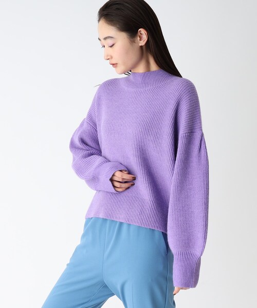 OPAQUE.CLIP（オペークドットクリップ）の「◆【COFIL／コフィル】ミドルゲージ ボリュームスリーブニット（ニット/セーター・レディース・ブルー/ベージュ/レモンイエロー/黄緑系8/オレンジ/オフホワイト/パープル系4/ブラック系7・36/38/40）」の12枚目の写真