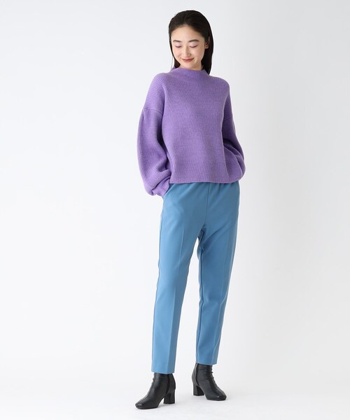 OPAQUE.CLIP（オペークドットクリップ）の「◆【COFIL／コフィル】ミドルゲージ ボリュームスリーブニット（ニット/セーター・レディース・ブルー/ベージュ/レモンイエロー/黄緑系8/オレンジ/オフホワイト/パープル系4/ブラック系7・36/38/40）」の14枚目の写真