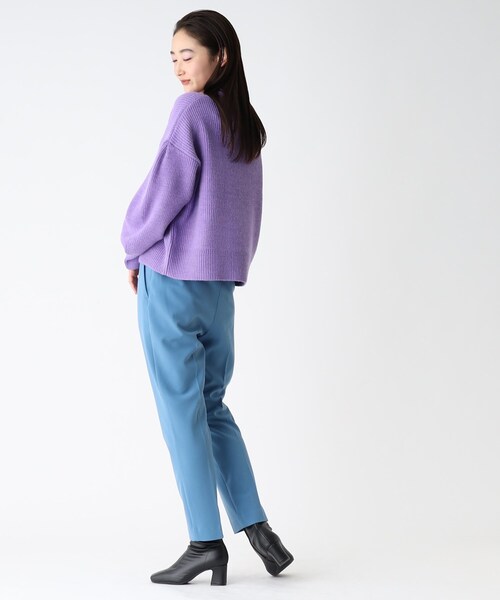 OPAQUE.CLIP（オペークドットクリップ）の「◆【COFIL／コフィル】ミドルゲージ ボリュームスリーブニット（ニット/セーター・レディース・ブルー/ベージュ/レモンイエロー/黄緑系8/オレンジ/オフホワイト/パープル系4/ブラック系7・36/38/40）」の15枚目の写真