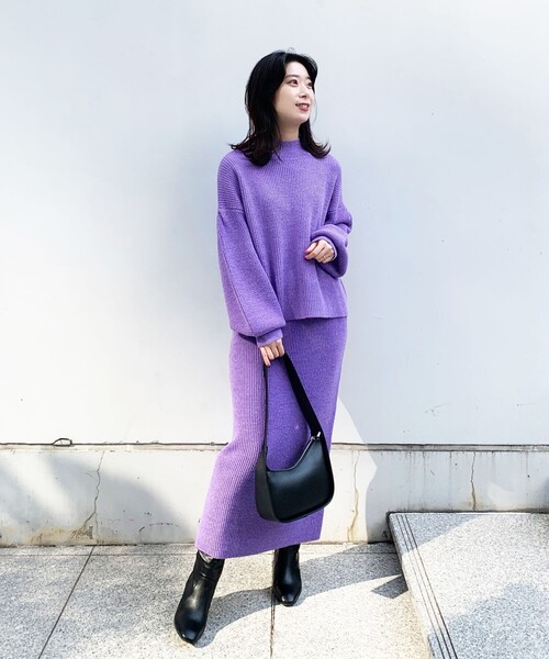 OPAQUE.CLIP（オペークドットクリップ）の「◆【COFIL／コフィル】ミドルゲージ ボリュームスリーブニット（ニット/セーター・レディース・ブルー/ベージュ/レモンイエロー/黄緑系8/オレンジ/オフホワイト/パープル系4/ブラック系7・36/38/40）」の16枚目の写真