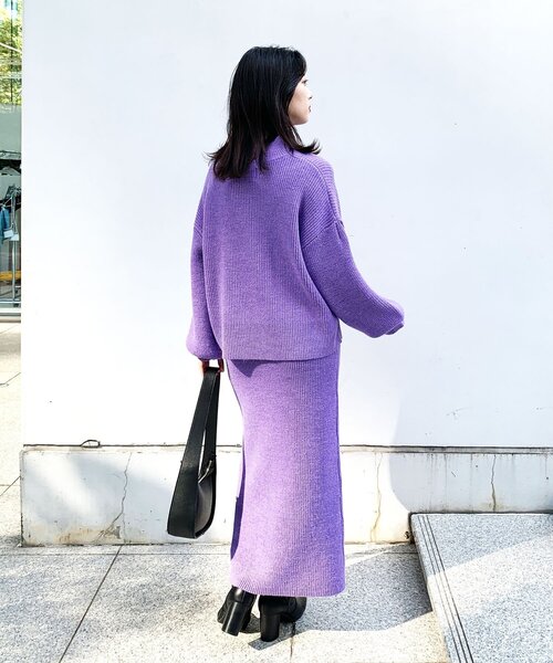 OPAQUE.CLIP（オペークドットクリップ）の「◆【COFIL／コフィル】ミドルゲージ ボリュームスリーブニット（ニット/セーター・レディース・ブルー/ベージュ/レモンイエロー/黄緑系8/オレンジ/オフホワイト/パープル系4/ブラック系7・36/38/40）」の18枚目の写真