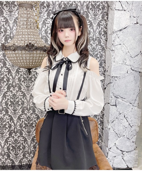 MA*RS(アメーバーマーズ)の「☆Web限定☆肩開きピコレースブラウス(シャツ/ブラウス・レディース・ピンク/ブラック/ホワイト・FREE)」の2枚目の写真