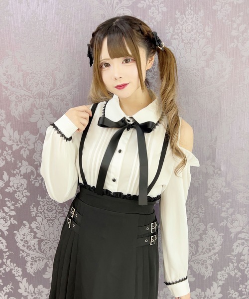 MA*RS(アメーバーマーズ)の「☆Web限定☆肩開きピコレースブラウス(シャツ/ブラウス・レディース・ピンク/ブラック/ホワイト・FREE)」の5枚目の写真