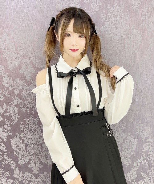 MA*RS(アメーバーマーズ)の「☆Web限定☆肩開きピコレースブラウス(シャツ/ブラウス・レディース・ピンク/ブラック/ホワイト・FREE)」の6枚目の写真