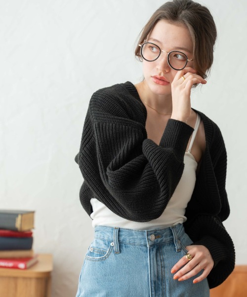 WEGO（ウィゴー）の「WEGO/畔編みニットボレロ（カーディガン/ボレロ・レディース・グレー/ピンク/ブラック系その他5/ブラック/オレンジ/グリーン/オフホワイト/ブルー/パープル・FREE）」の19枚目の写真